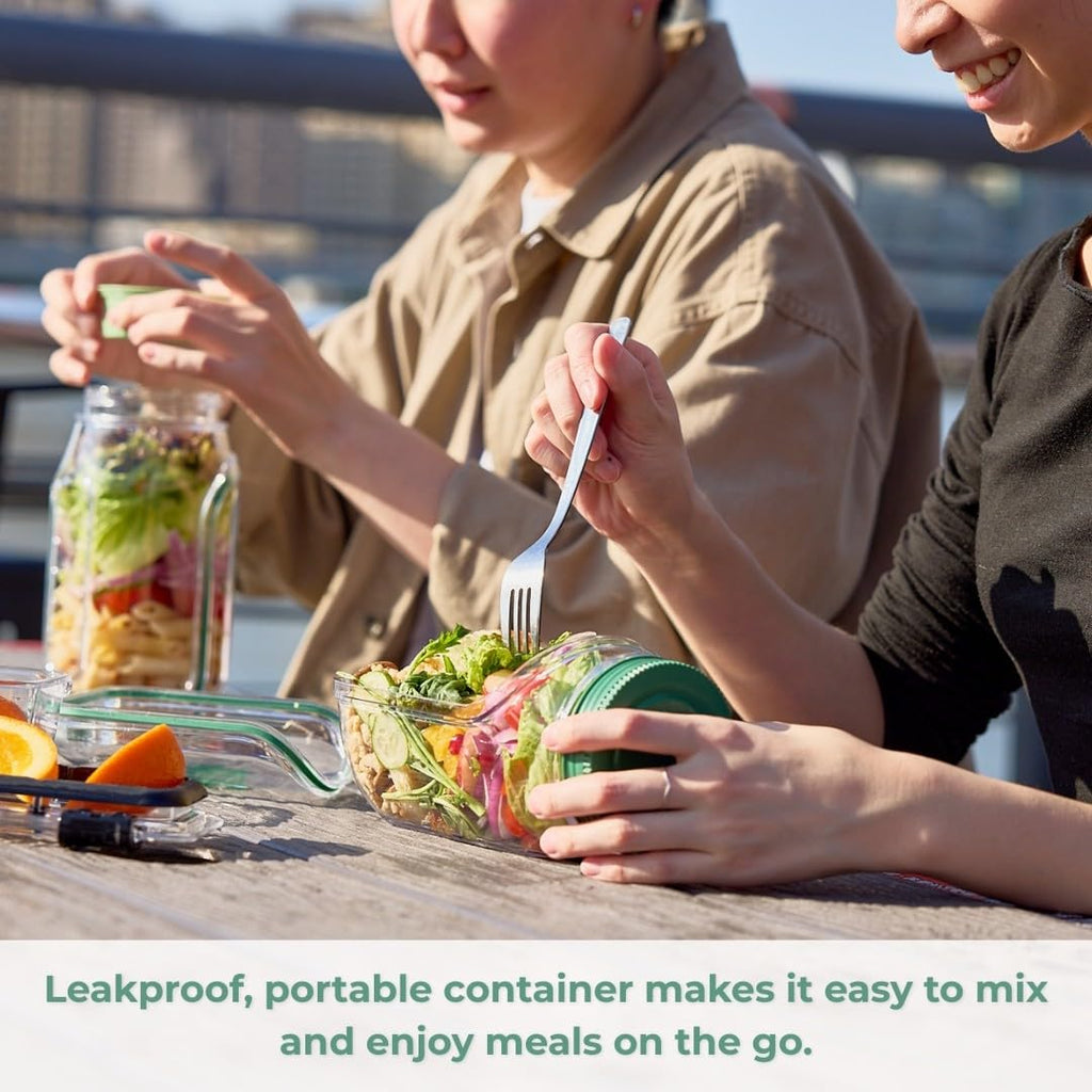 Salad Pod – Leakproof Mason Jar Style Salad Container with Side Hatch Bowl Design