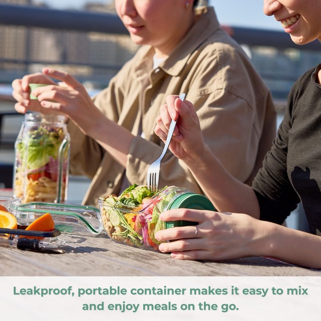Salad Pod – Leakproof Mason Jar Style Salad Container with Side Hatch Bowl Design