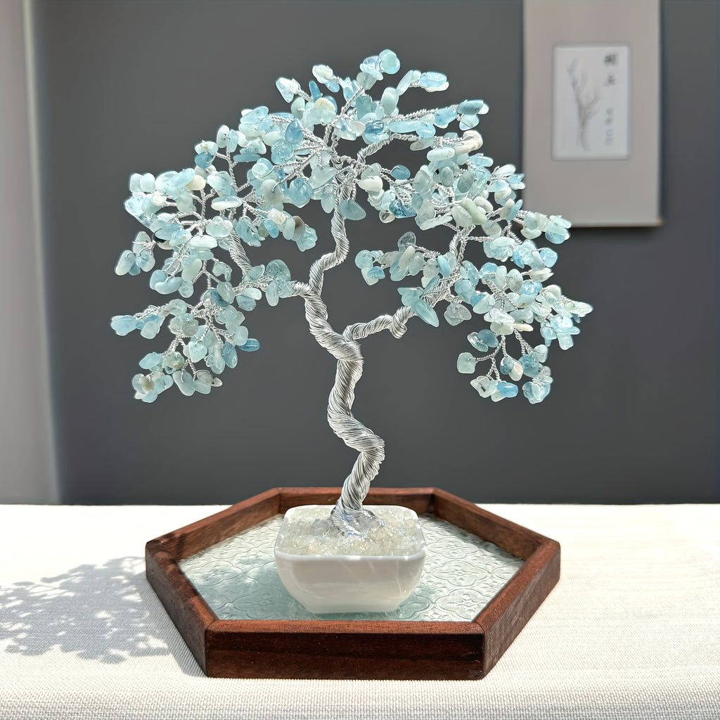 Handmade Aquamarine Crystal Tree of Life Bonsai