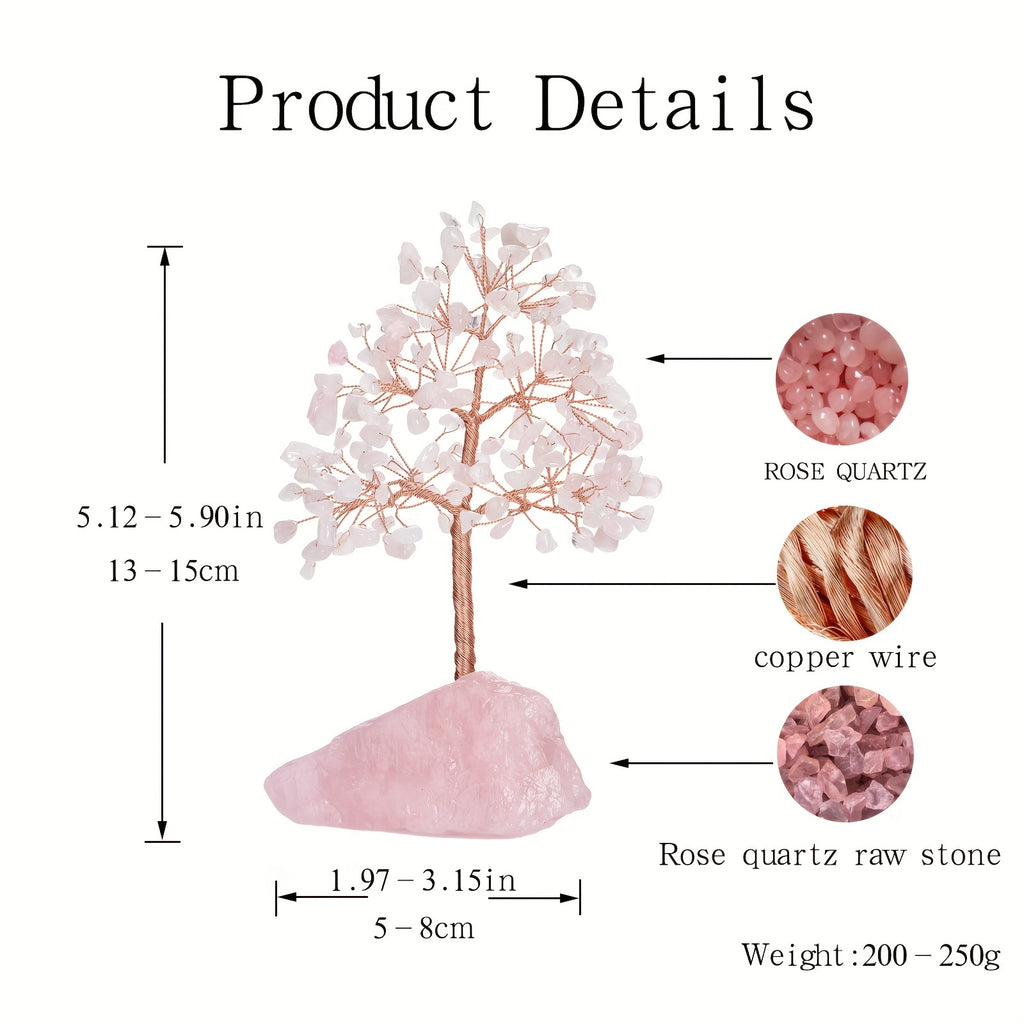 Rose Quartz Crystal Tree of Life - Chakra Tree