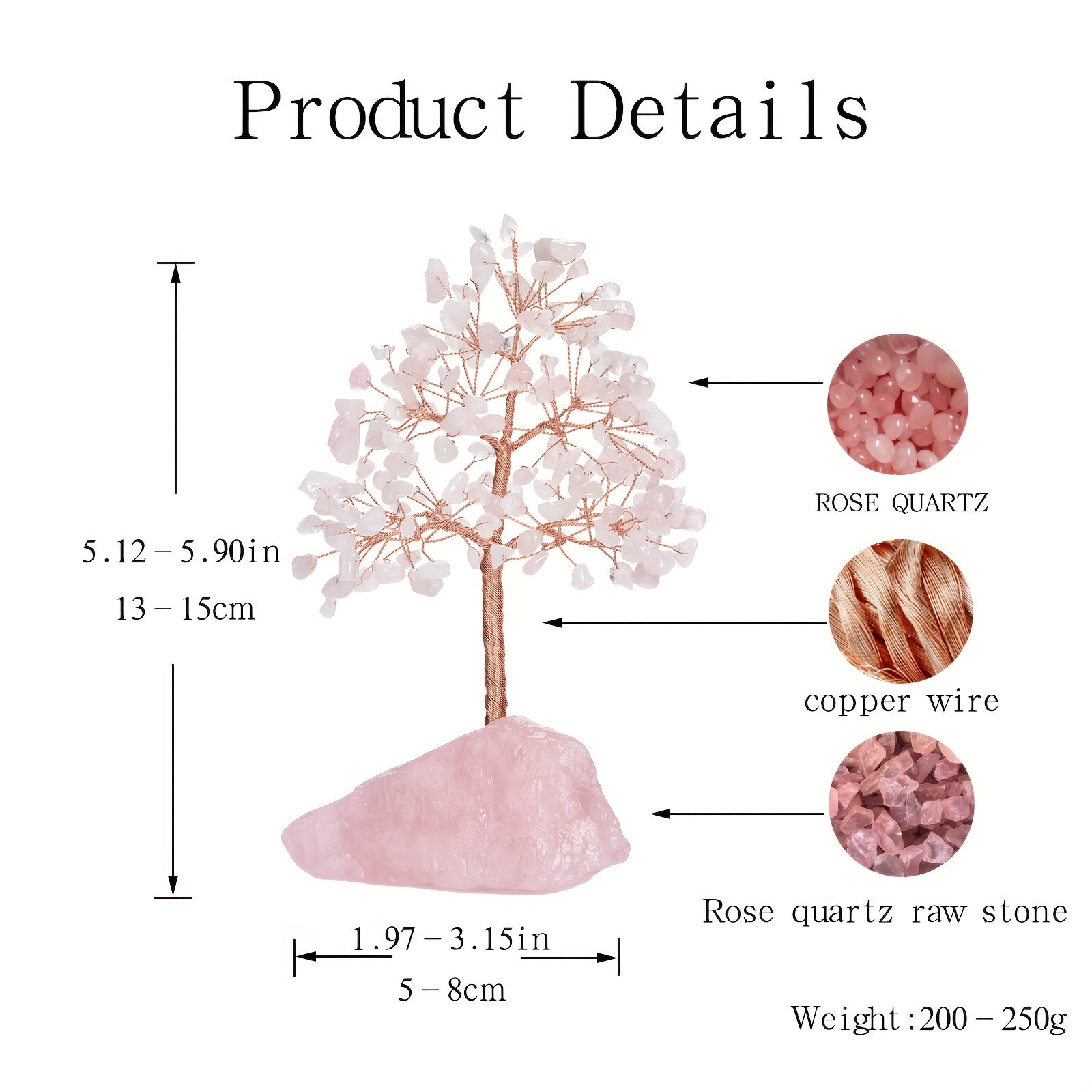 Rose Quartz Crystal Tree of Life - Chakra Tree