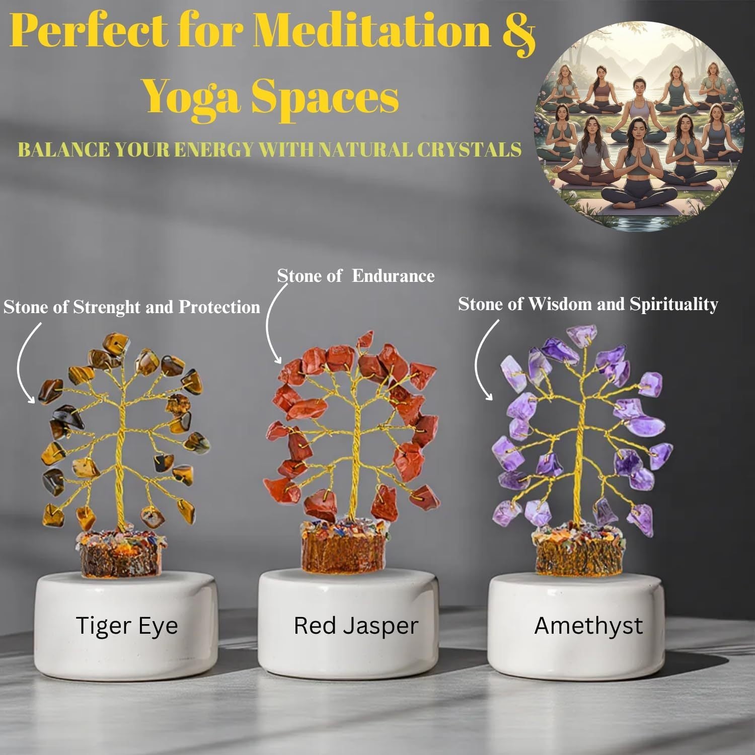 12pcs Crystal Tree of Life Set – Mini 7 Chakra Gemstone Trees