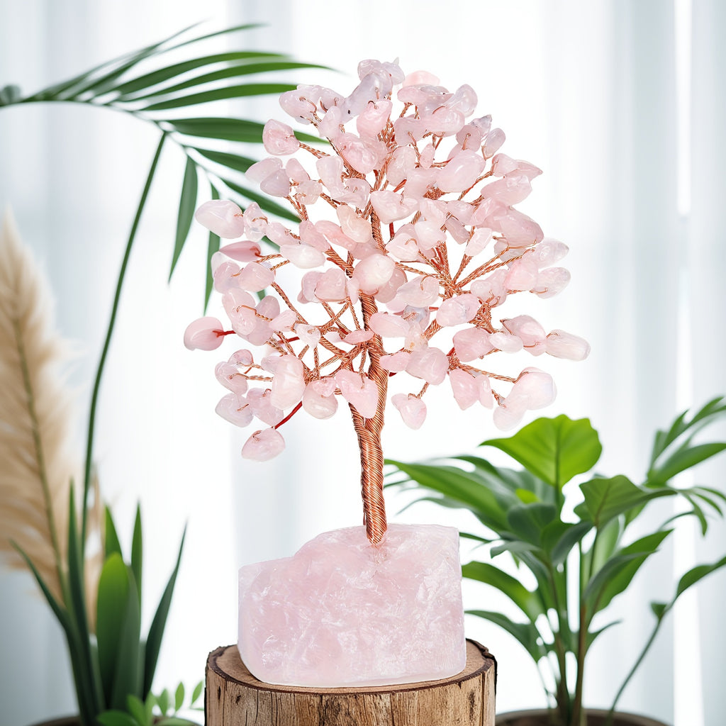 Rose Quartz Crystal Tree of Life - Chakra Tree
