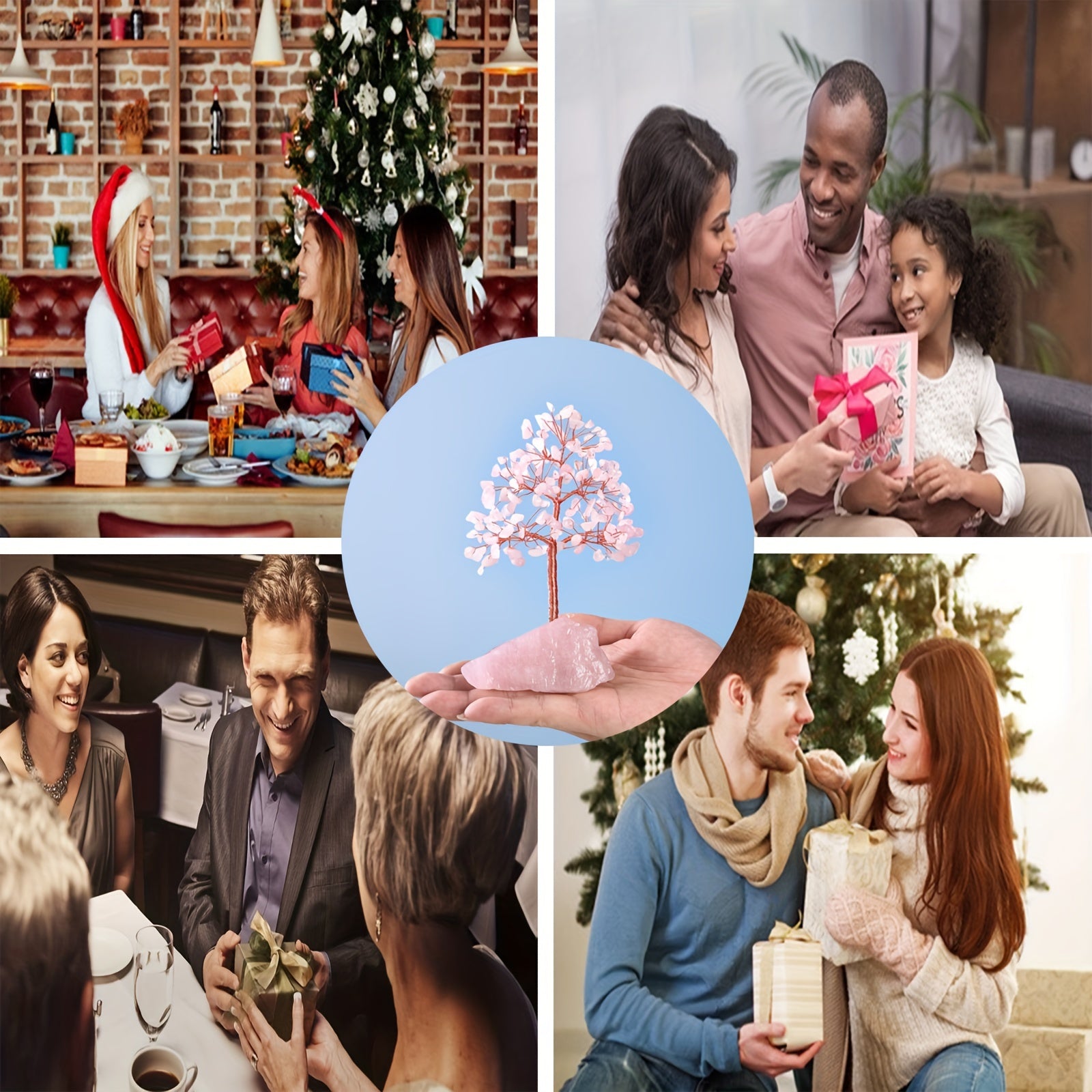 Rose Quartz Crystal Tree of Life - Chakra Tree