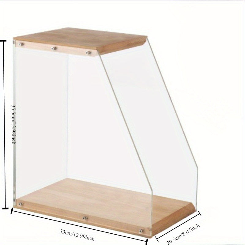 Wooden LP Record Stand, Transparent Acrylic Record Storage Rack for Desktop