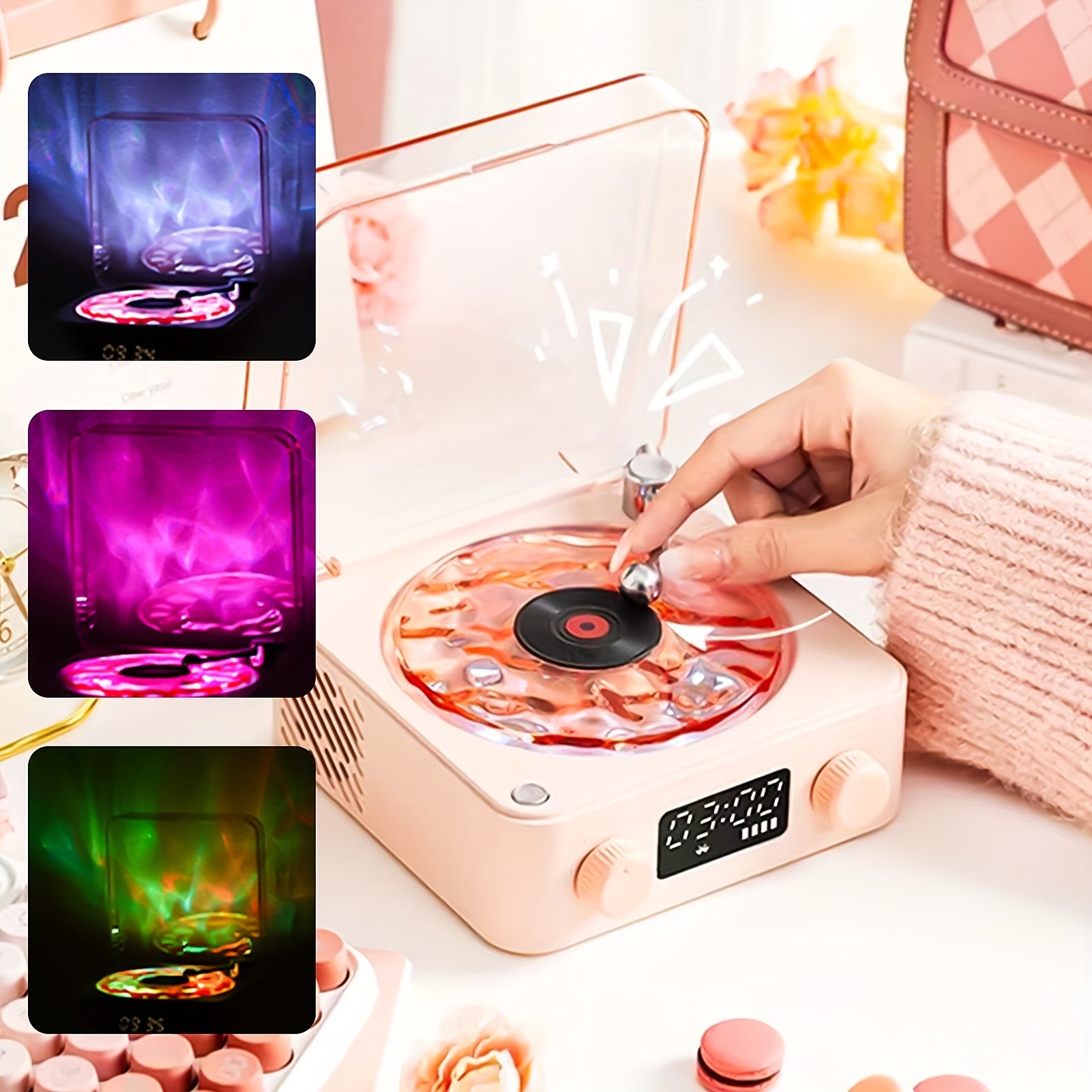 Retro Turntable Speaker with 4-in-1 Sound Modes