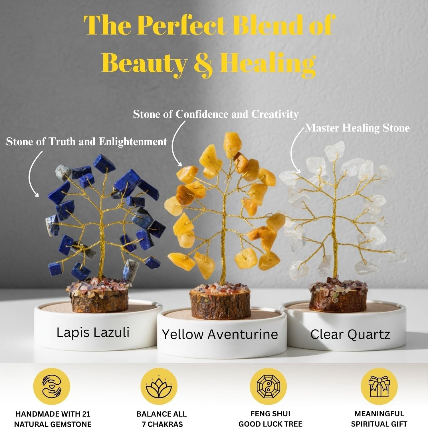 12pcs Crystal Tree of Life Set – Mini 7 Chakra Gemstone Trees