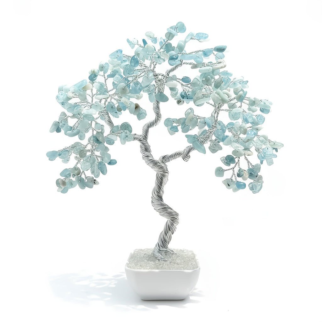 Handmade Aquamarine Crystal Tree of Life Bonsai