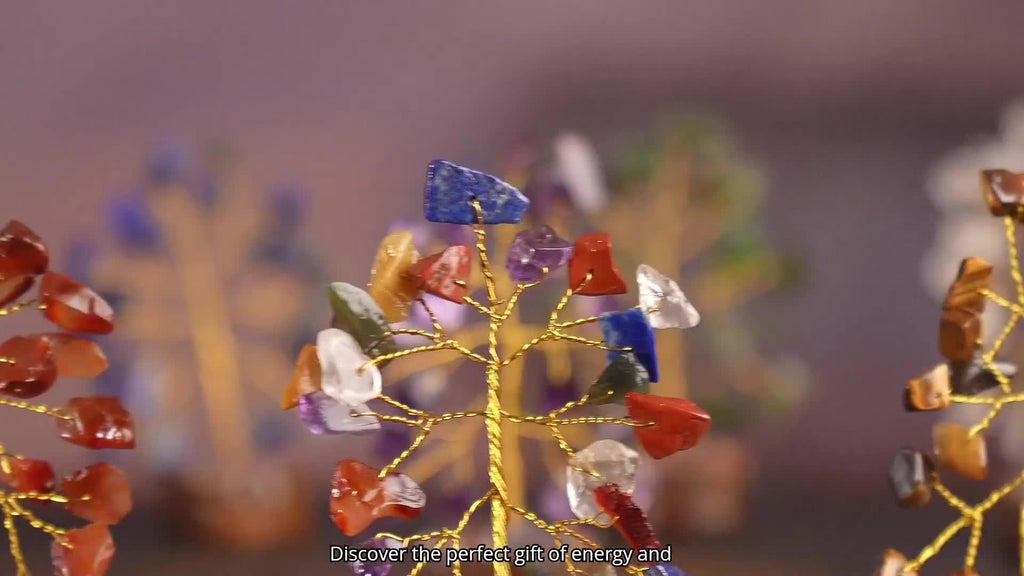 12pcs Crystal Tree of Life Set – Mini 7 Chakra Gemstone Trees