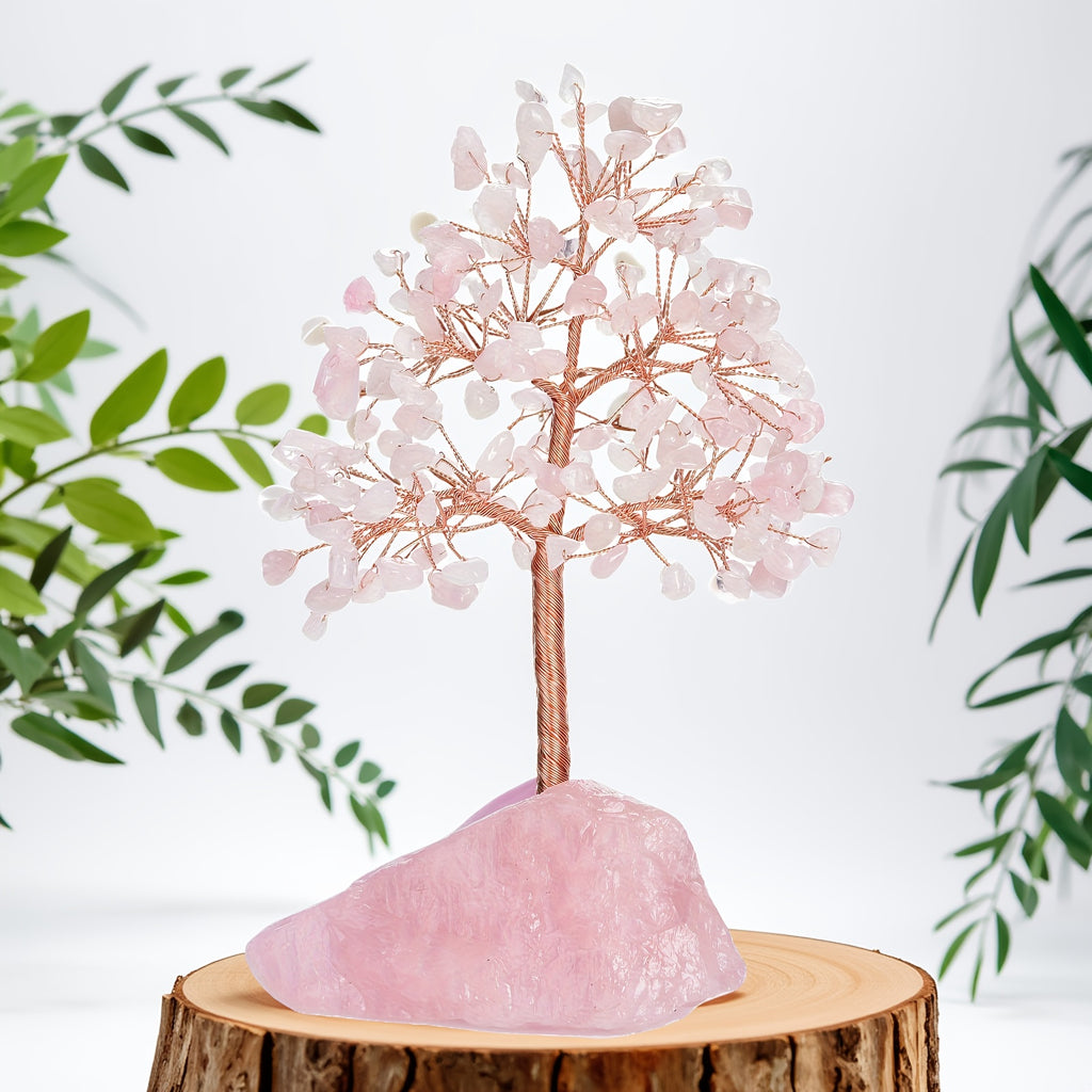 Rose Quartz Crystal Tree of Life - Chakra Tree
