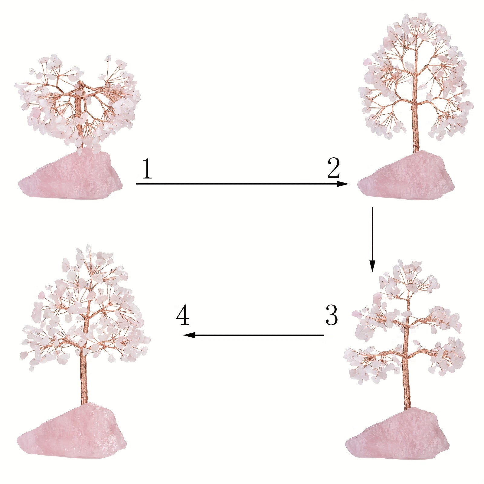 Rose Quartz Crystal Tree of Life - Chakra Tree