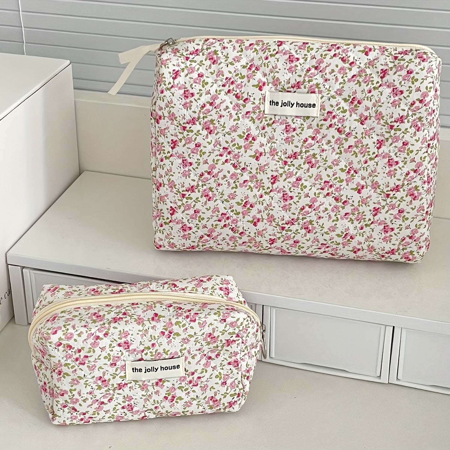 3pcs Girls' Floral Cosmetic Bag Set