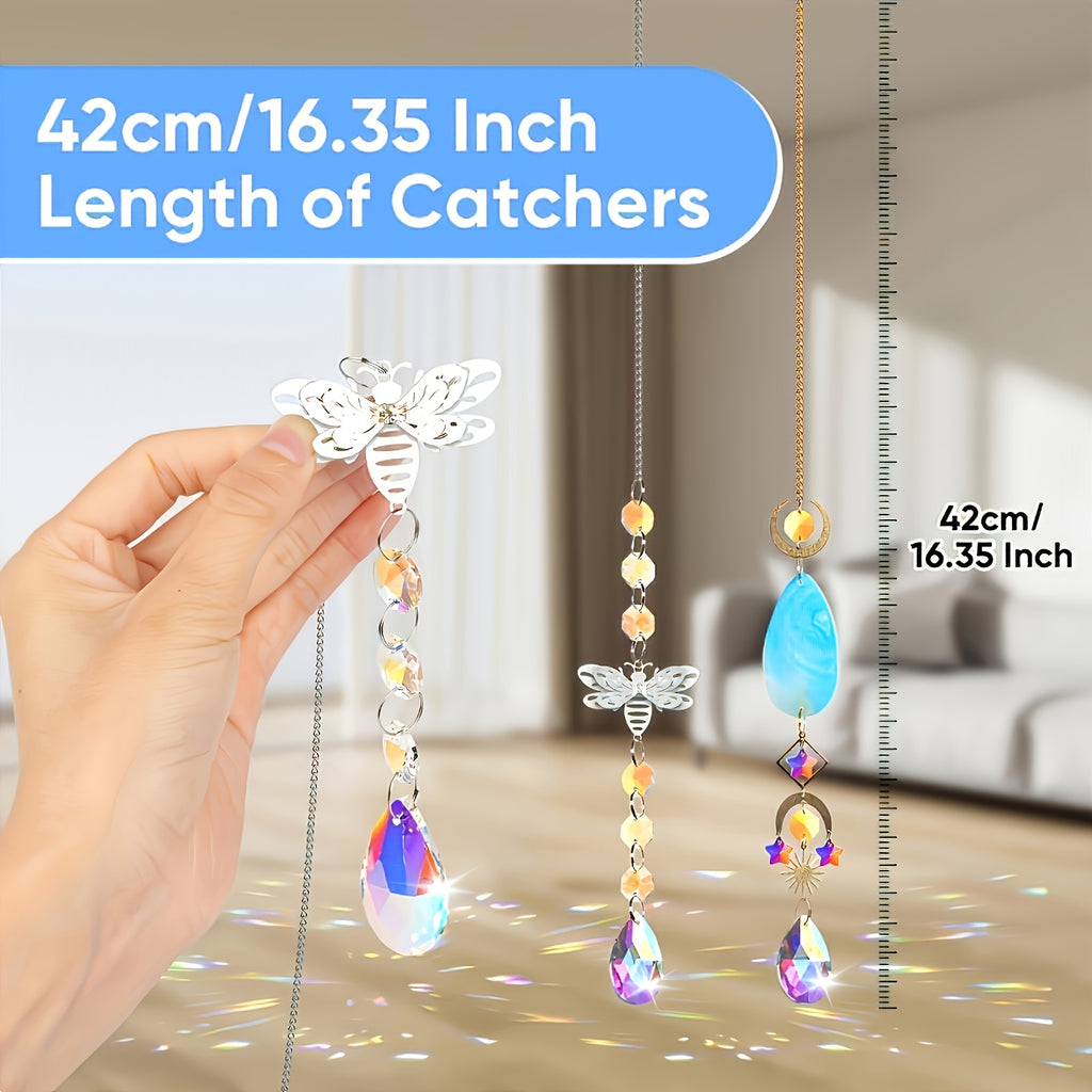 7pcs Crystal Sun Catchers, Hanging Sun Catcher with Crystal Lamp