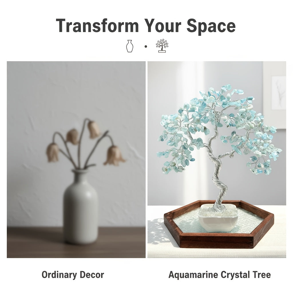 Handmade Aquamarine Crystal Tree of Life Bonsai