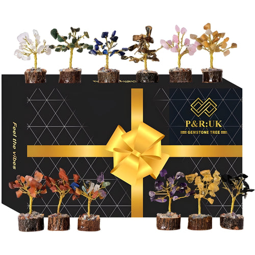 12pcs Crystal Tree of Life Set – Mini 7 Chakra Gemstone Trees