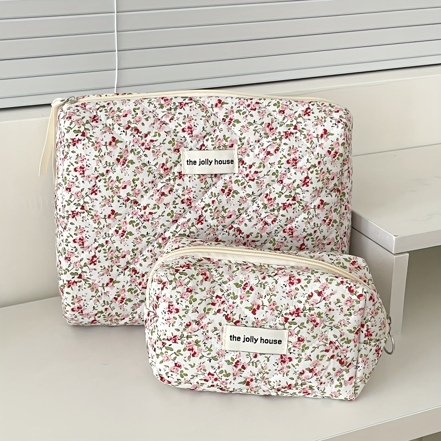 3pcs Girls' Floral Cosmetic Bag Set