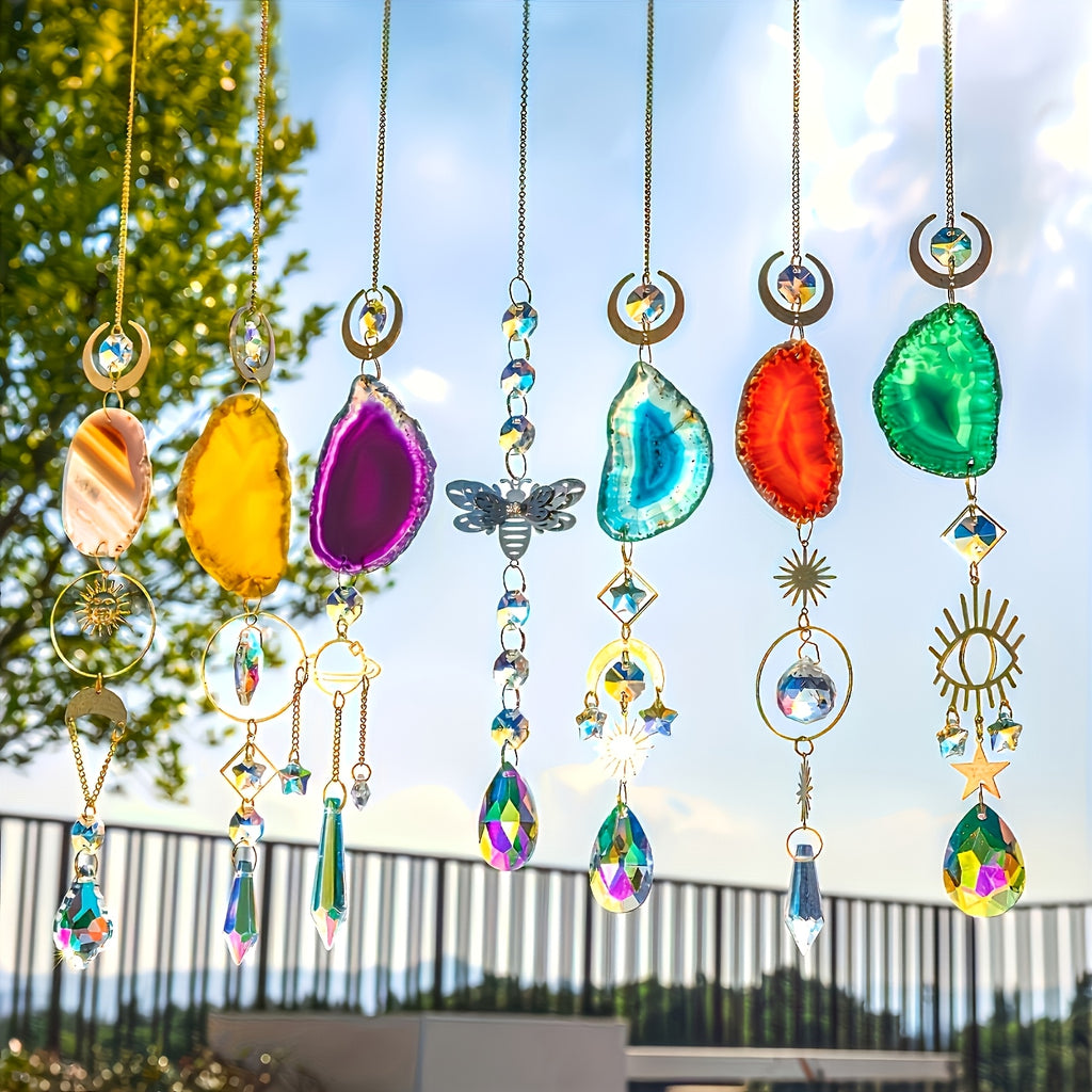 7pcs Crystal Sun Catchers, Hanging Sun Catcher with Crystal Lamp