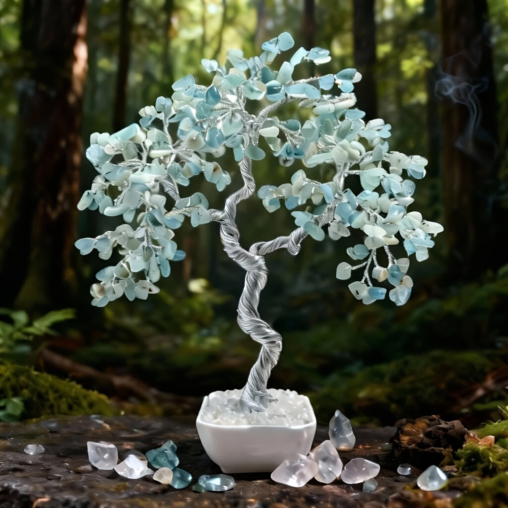 Handmade Aquamarine Crystal Tree of Life Bonsai