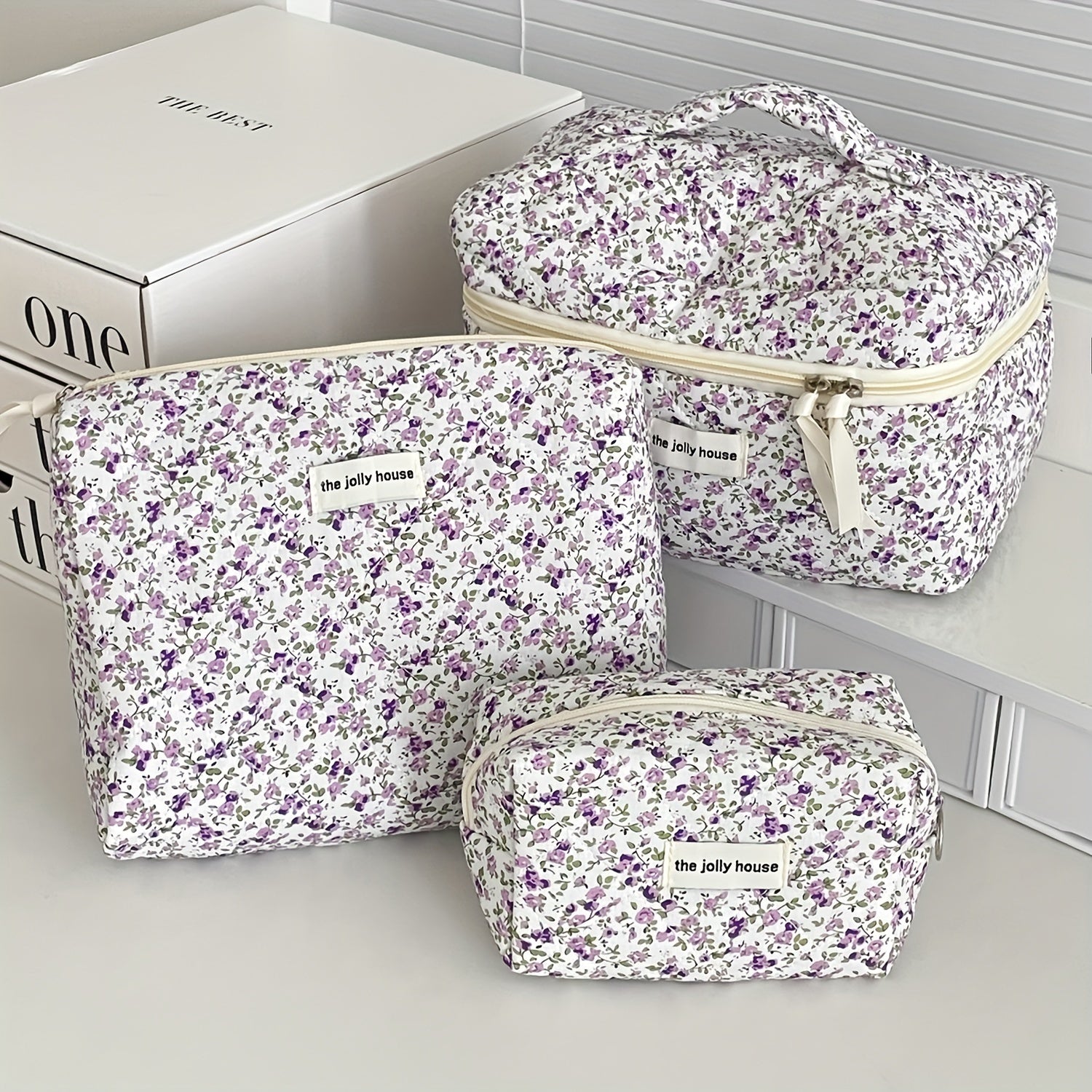 3pcs Girls' Floral Cosmetic Bag Set