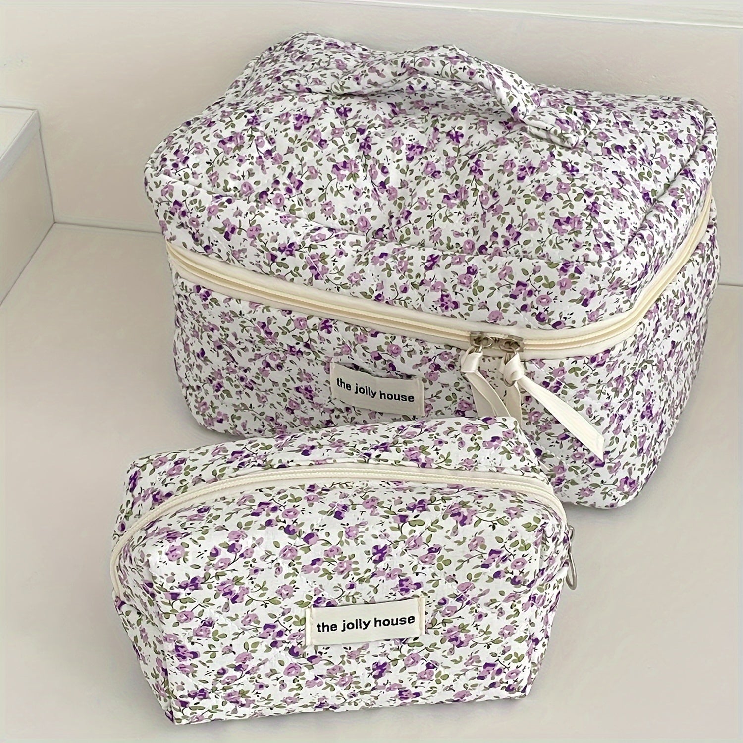 3pcs Girls' Floral Cosmetic Bag Set