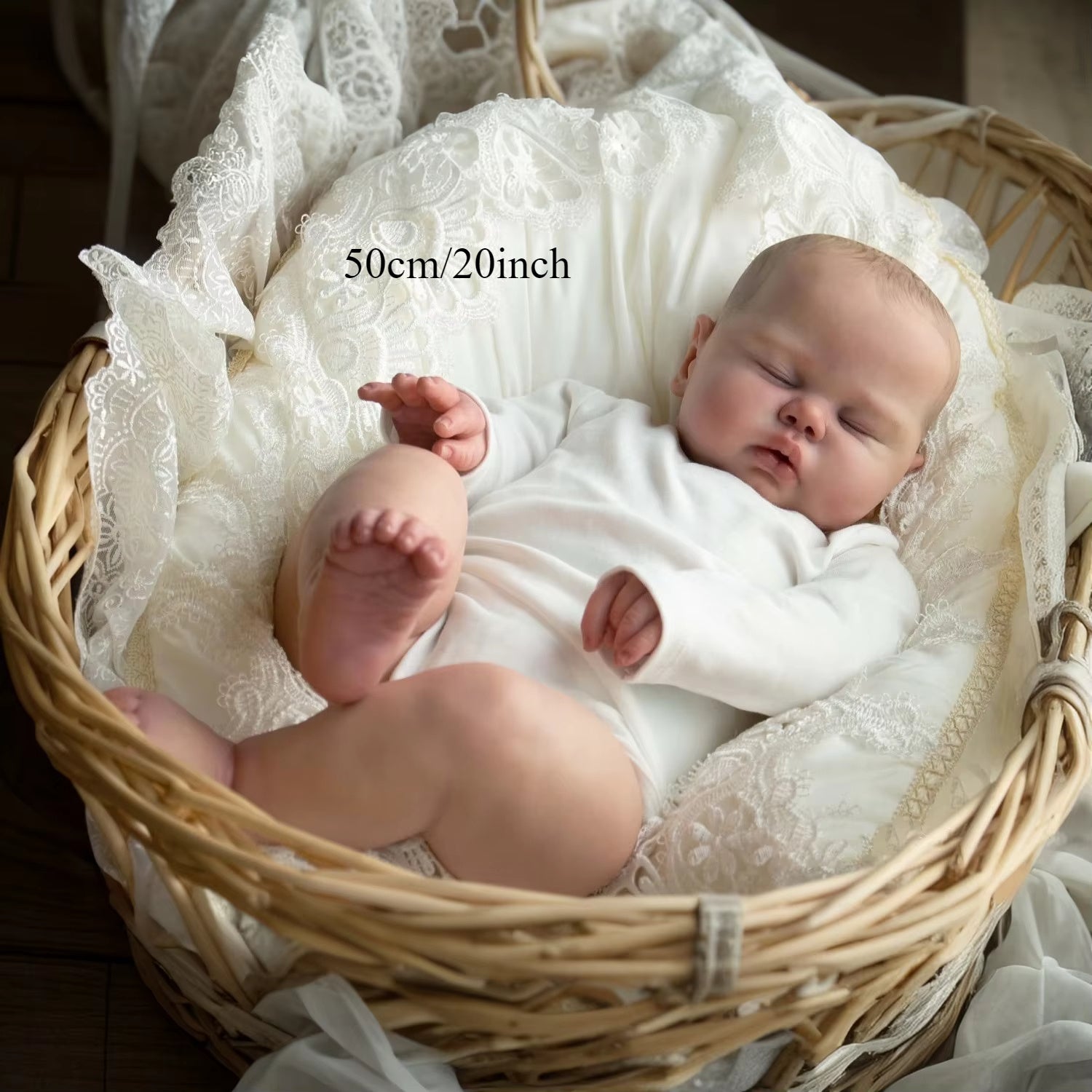 20-Inch 3D Baby Doll with Visible Veins, 50 Cm