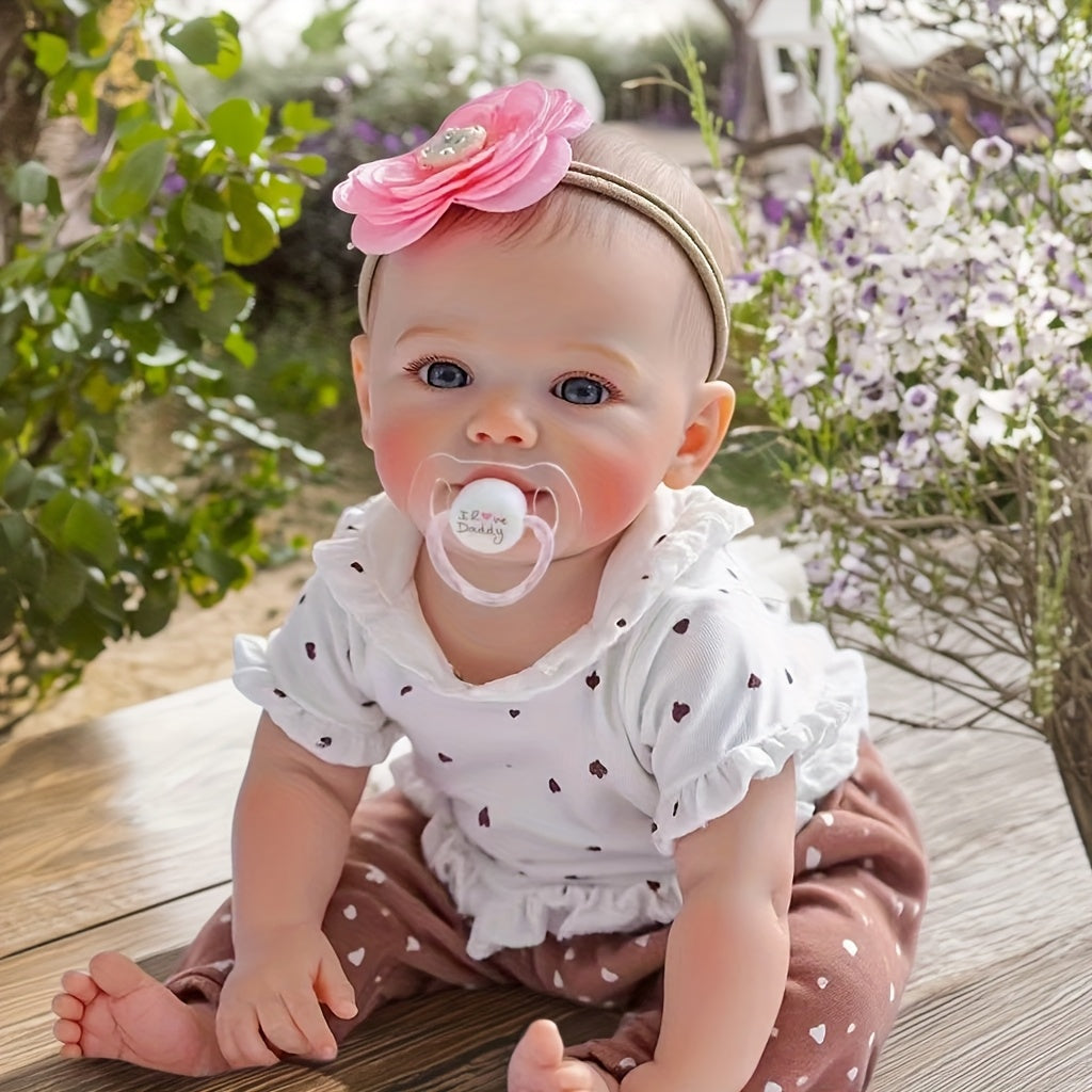 18-inch Realistic Vinyl Little Heart Print Top Meadow Handmade Open-Eyed Reborn Doll