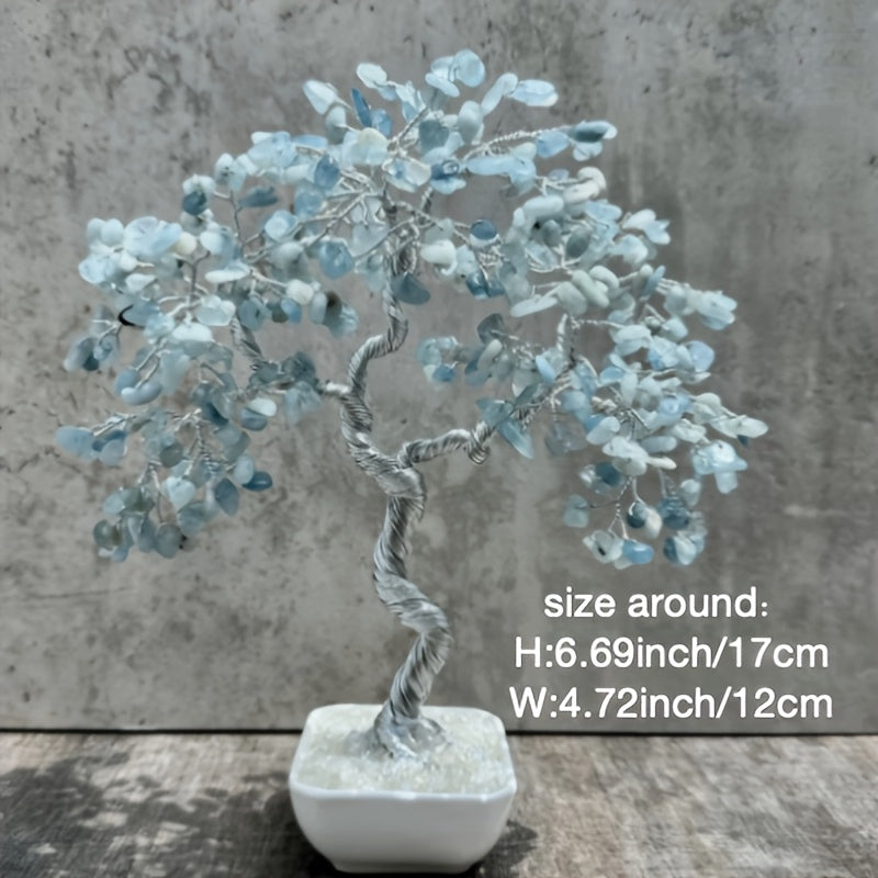 Handmade Aquamarine Crystal Tree of Life Bonsai