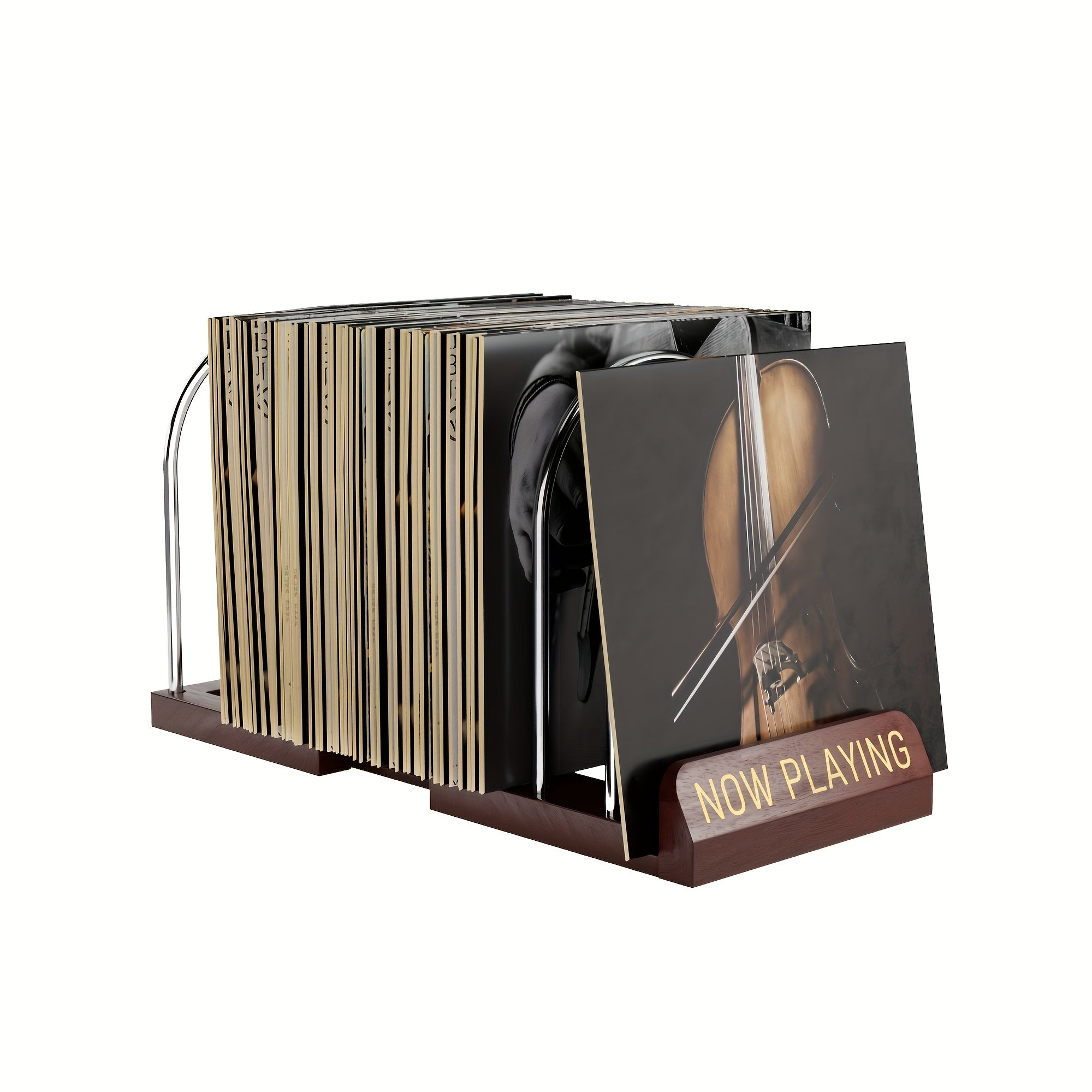Wooden Vinyl Record Holder, 30-70 LPs Expandable Display Stand