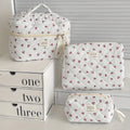 3pcs Quilted Sauce Fruit Cosmetic Bag