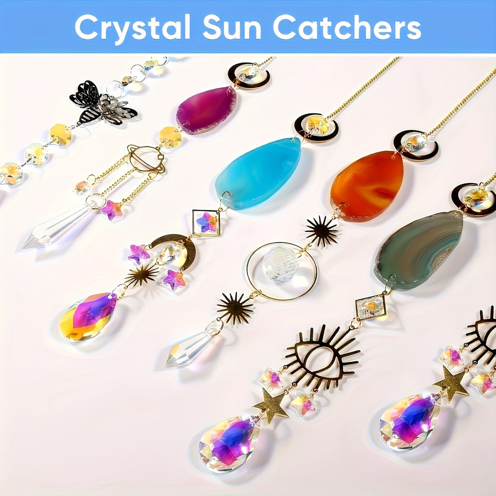 7pcs Crystal Sun Catchers, Hanging Sun Catcher with Crystal Lamp