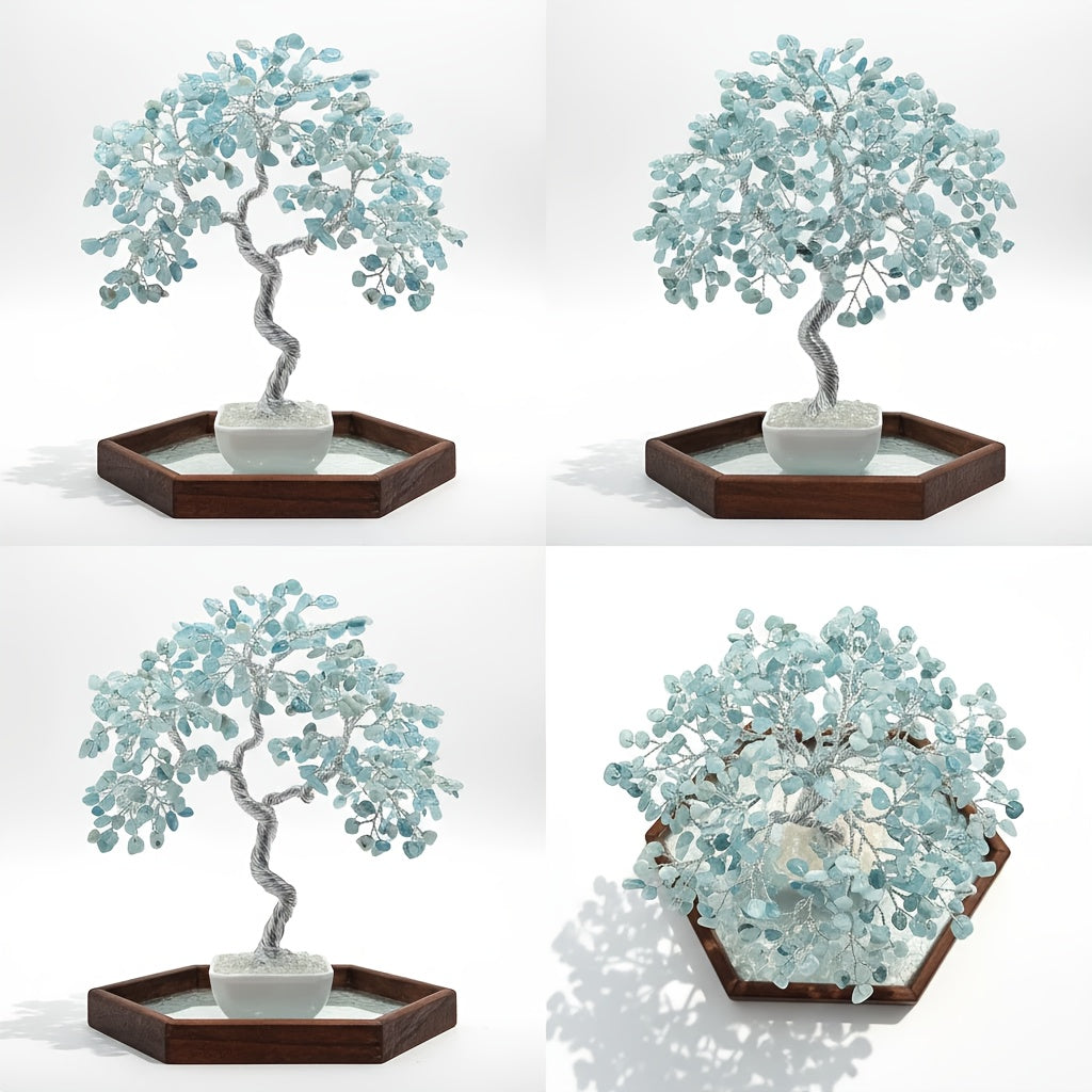 Handmade Aquamarine Crystal Tree of Life Bonsai